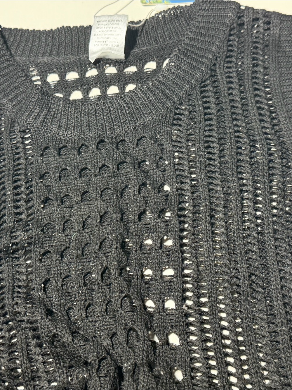 NWT Cha Cha Vente Black Crochet Knit Cover Up Dress - Plus Size 1X - Picture 6 of 12